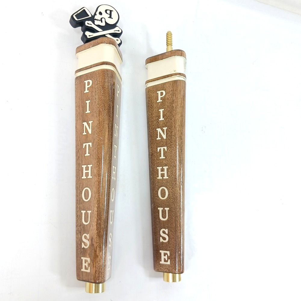 Pinthouse Brewing Wooden Beer Tap Handles Set of 2 Skull Crossbones Austin TX